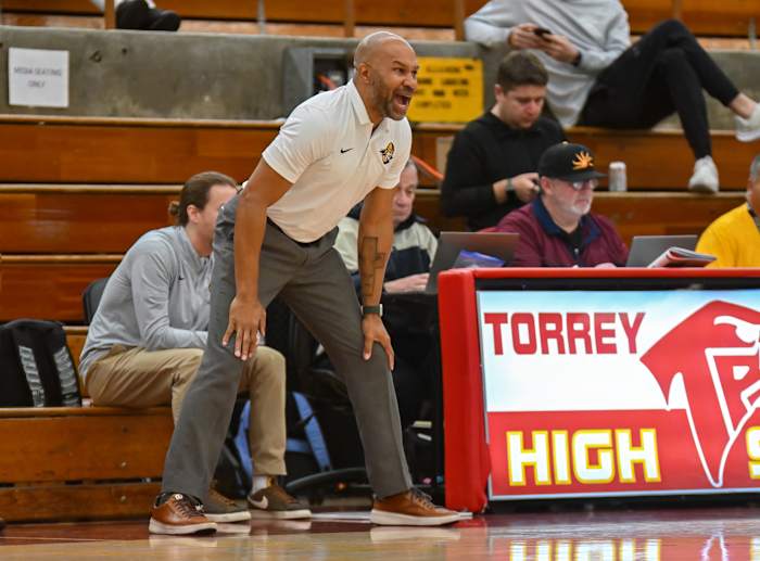 This is as animated as Derek Fisher gets on the sidelines, but Canyon View's unrelenting style definitely got the Celts fired up.